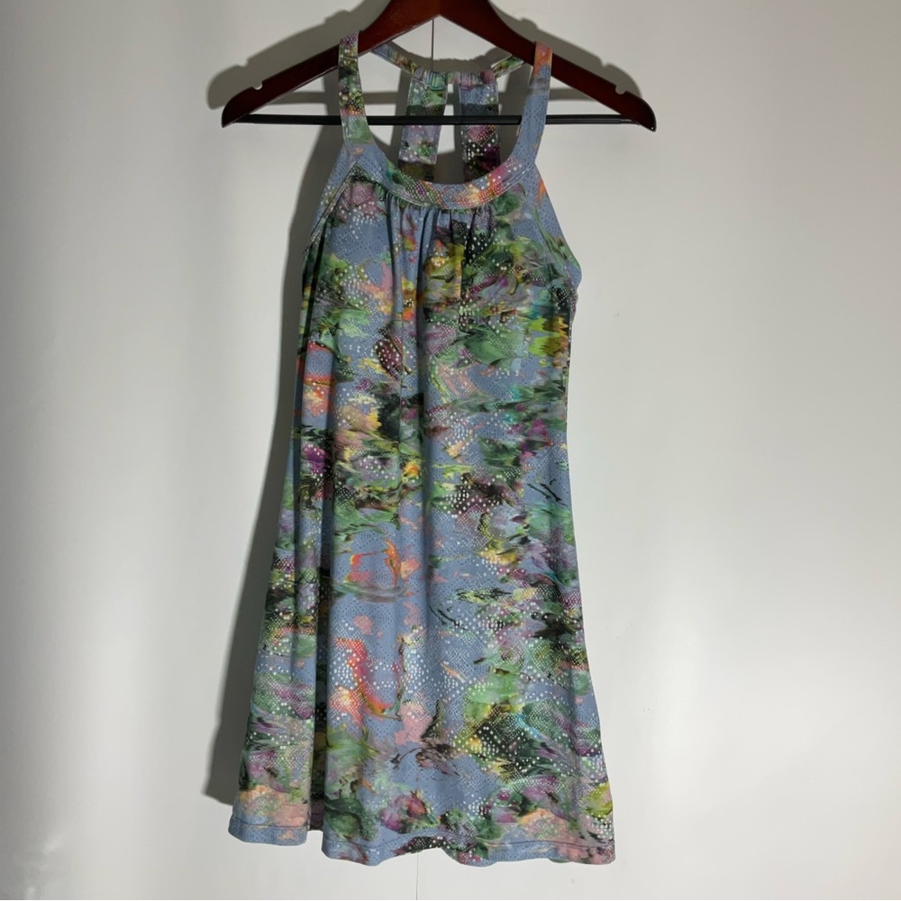 Prana Cantine Dress Blue Graceful Stretch Halter Double Strap back Round Neck XS - Picture 5 of 16